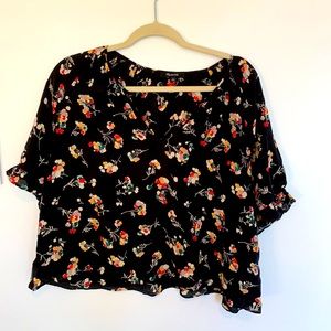 Cropped Floral Madewell Blouse 100% Silk - Size L